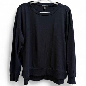 Beyond Yoga Black Side Slit Long Sleeve Scoop Neck Pullover Sweater - Small